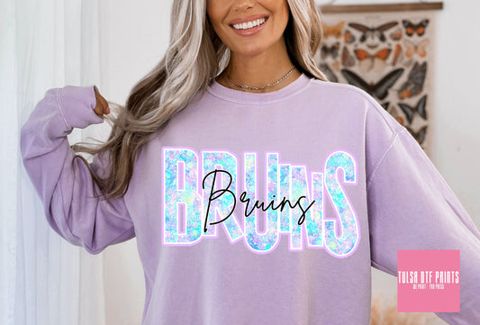 DTF BRUINS FAUX GLITTER HOLO GAME DAY TRANSFER