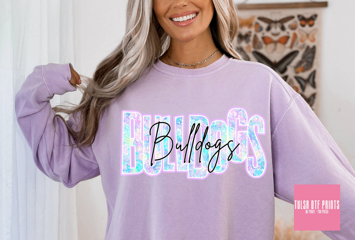 DTF BULLDOGS FAUX GLITTER HOLO GAME DAY TRANSFER