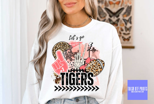 DTF LET'S GO TIGERS PINK FOOTBALL LEO GAME DAY TRANSFER