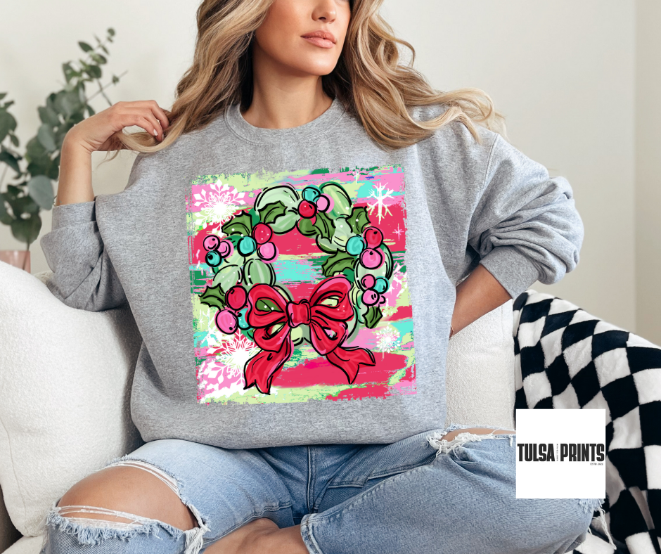DTF CHRISTMAS WREATH PAINTBRUSH TRANSFER