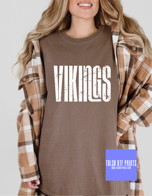 DTF VIKINGS GRUNGE BLOCK LETTERS GAME DAY TRANSFER