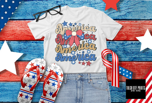 DTF AMERICA RETRO GROOVY TEXT TRANSFER