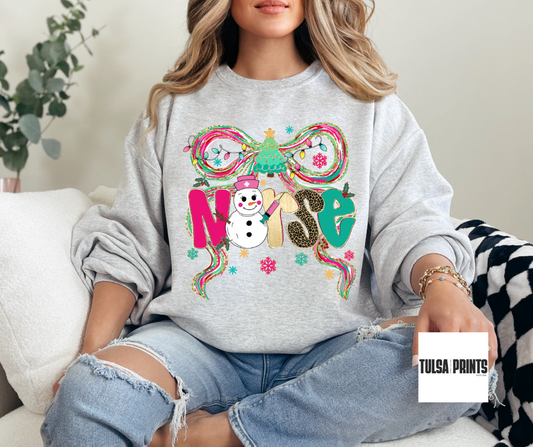 DTF SNOWMAN NURSE BOW TRANSFER