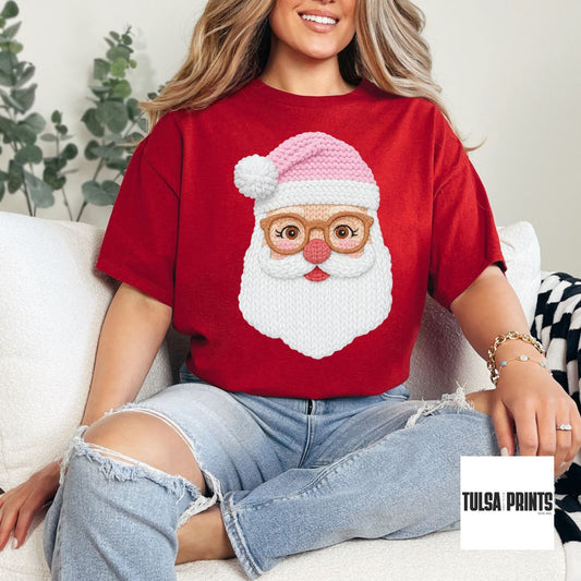 DTF SANTA CLAUS FAUX CROCHET TRANSFER (2 COLOR OPTIONS AVAIL.)