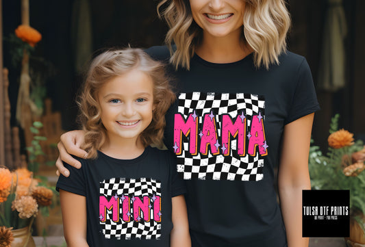 DTF MAMA RETRO SPARKLE CHECKERED TRANSFER