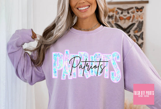 DTF PATRIOTS FAUX GLITTER HOLO GAME DAY TRANSFER