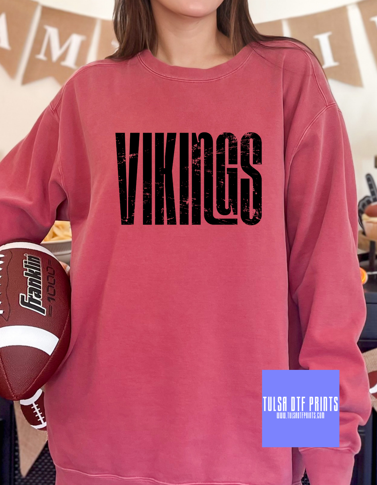 DTF VIKINGS GRUNGE BLOCK LETTERS GAME DAY TRANSFER