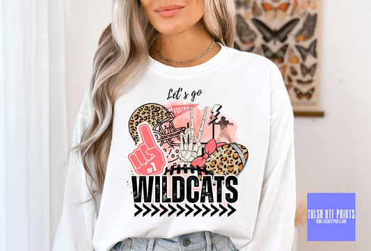 DTF LET'S GO WILDCATS PINK FOOTBALL LEO GAME DAY TRANSFER