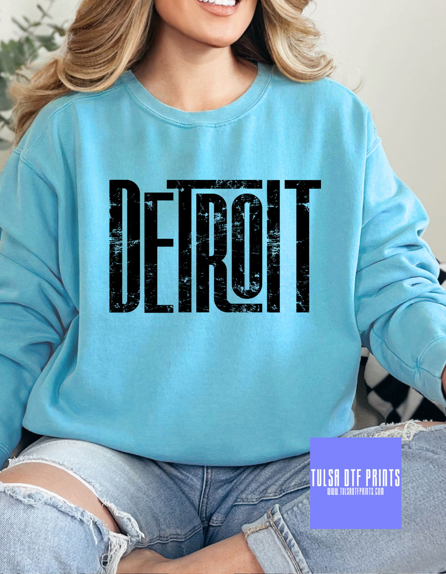 DTF DETROIT GRUNGE BLOCK LETTERS GAME DAY TRANSFER