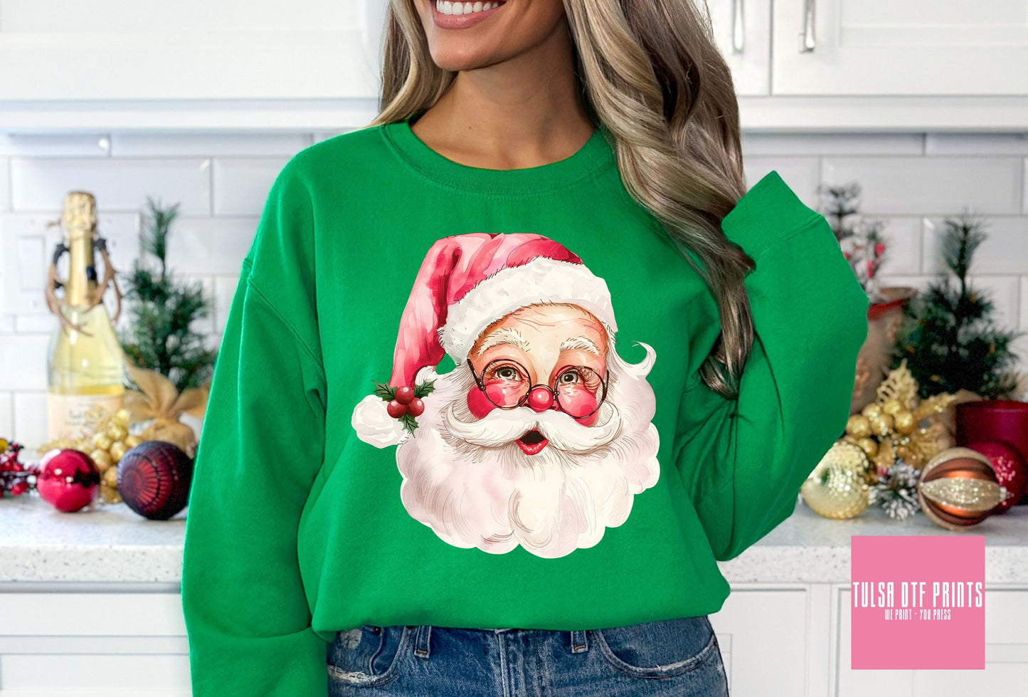 DTF VINTAGE SANTA CLAUS W/ GLASSES TRANSFER