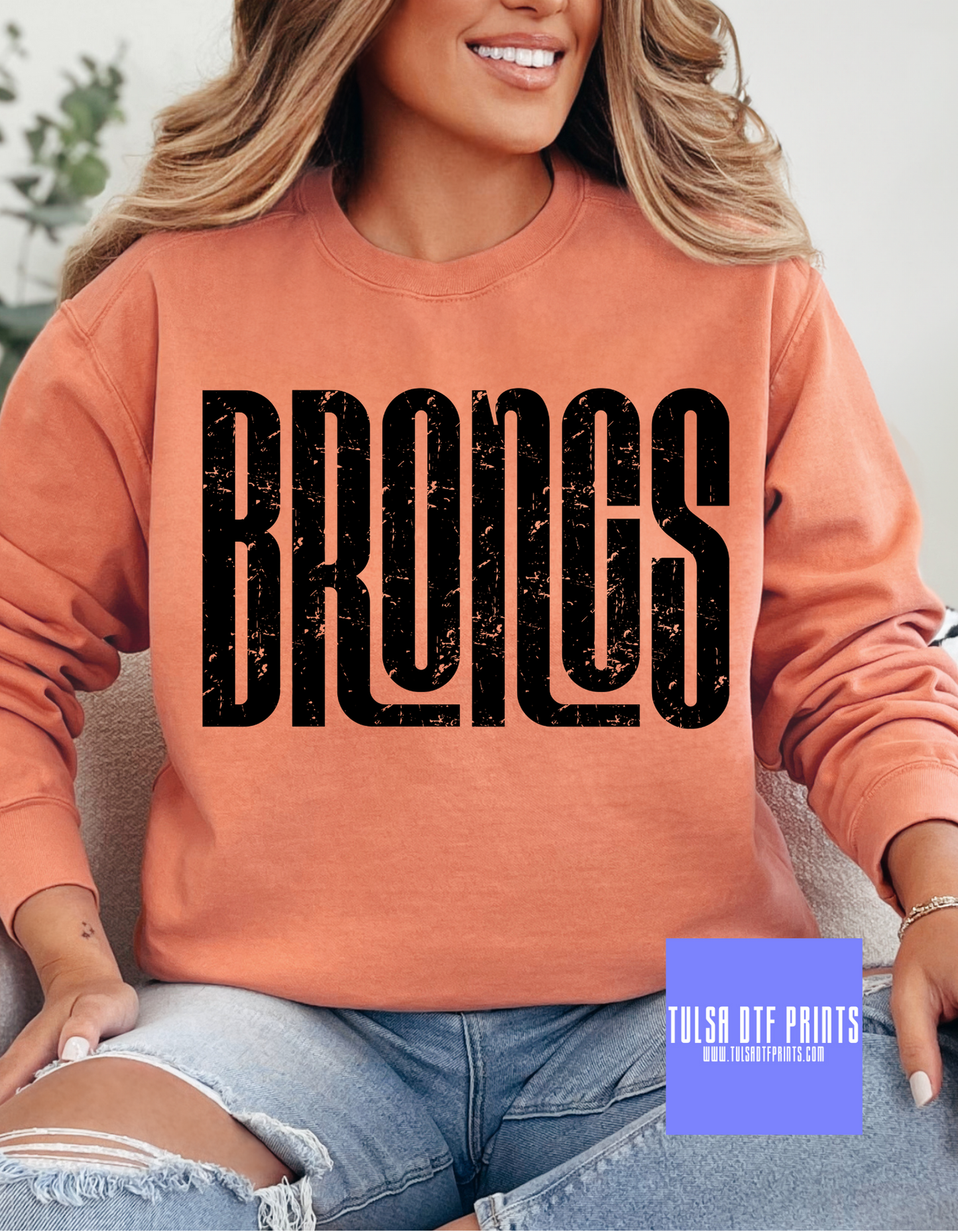 DTF BRONCOS GRUNGE BLOCK LETTERS GAME DAY TRANSFER