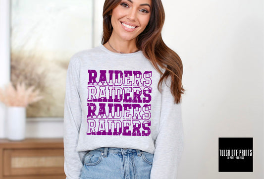 DTF RAIDERS PURPLE SOLID/OUTLINE GAME DAY TRANSFER