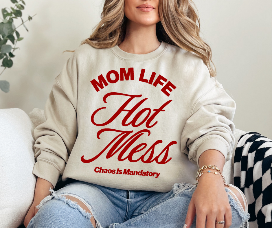 DTF MOM LIFE CHAOS IS MANDATORY TRANSFER (3 COLORS AVAIL.)