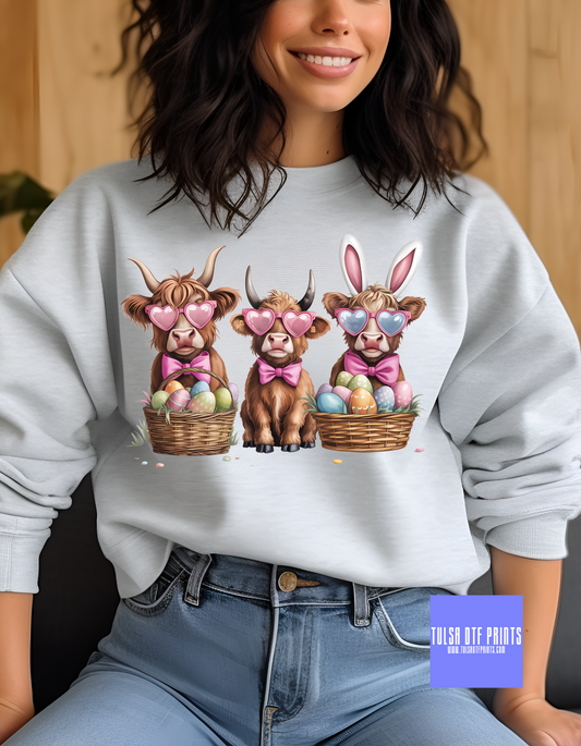 DTF EASTER DAY HIGHLAND COWS TRIO TRANSFER