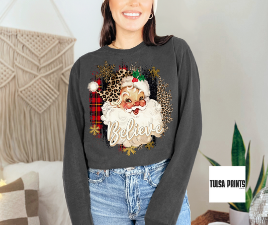DTF BELIEVE LEOPARD SANTA CLAUS TRANSFER