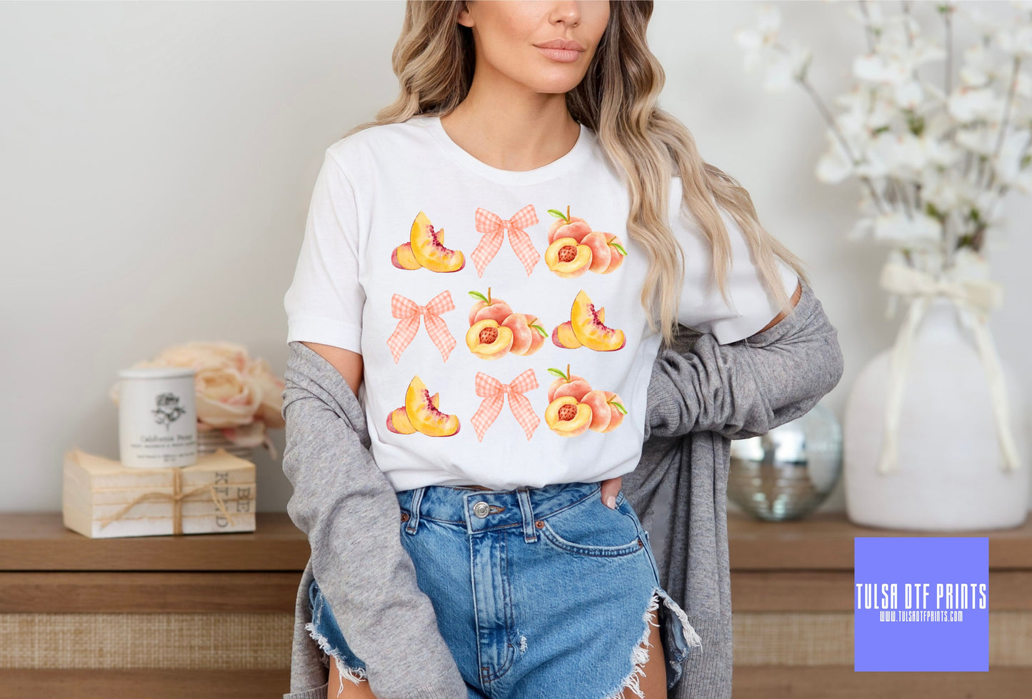 DTF PEACH GINGHAM COQUETTE TRANSFER