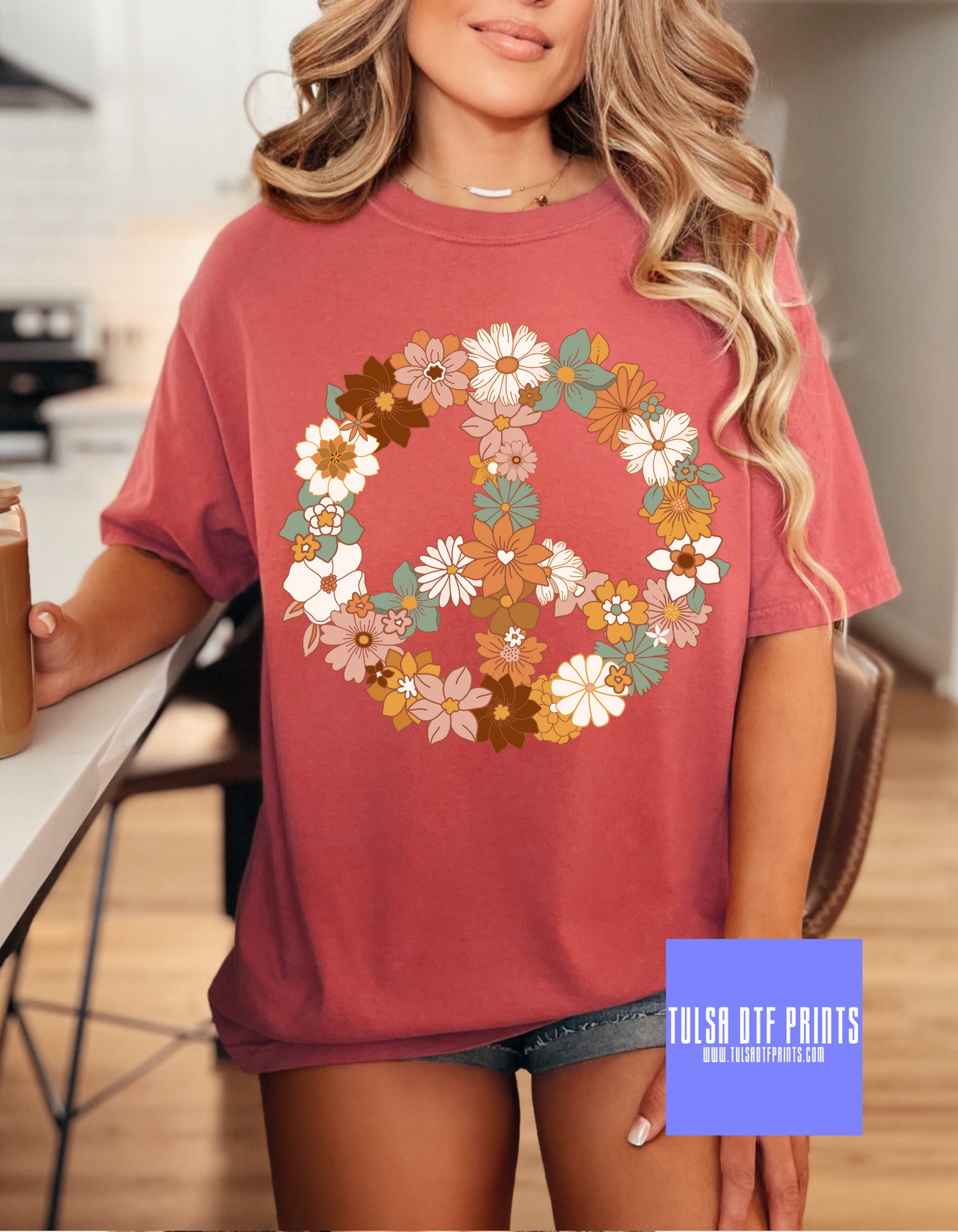 DTF FLORAL PEACE SIGN TRANSFER