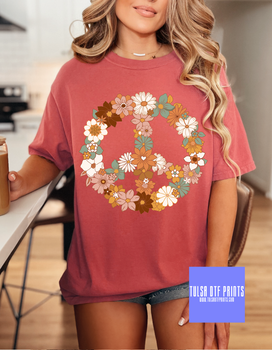 DTF FLORAL PEACE SIGN TRANSFER