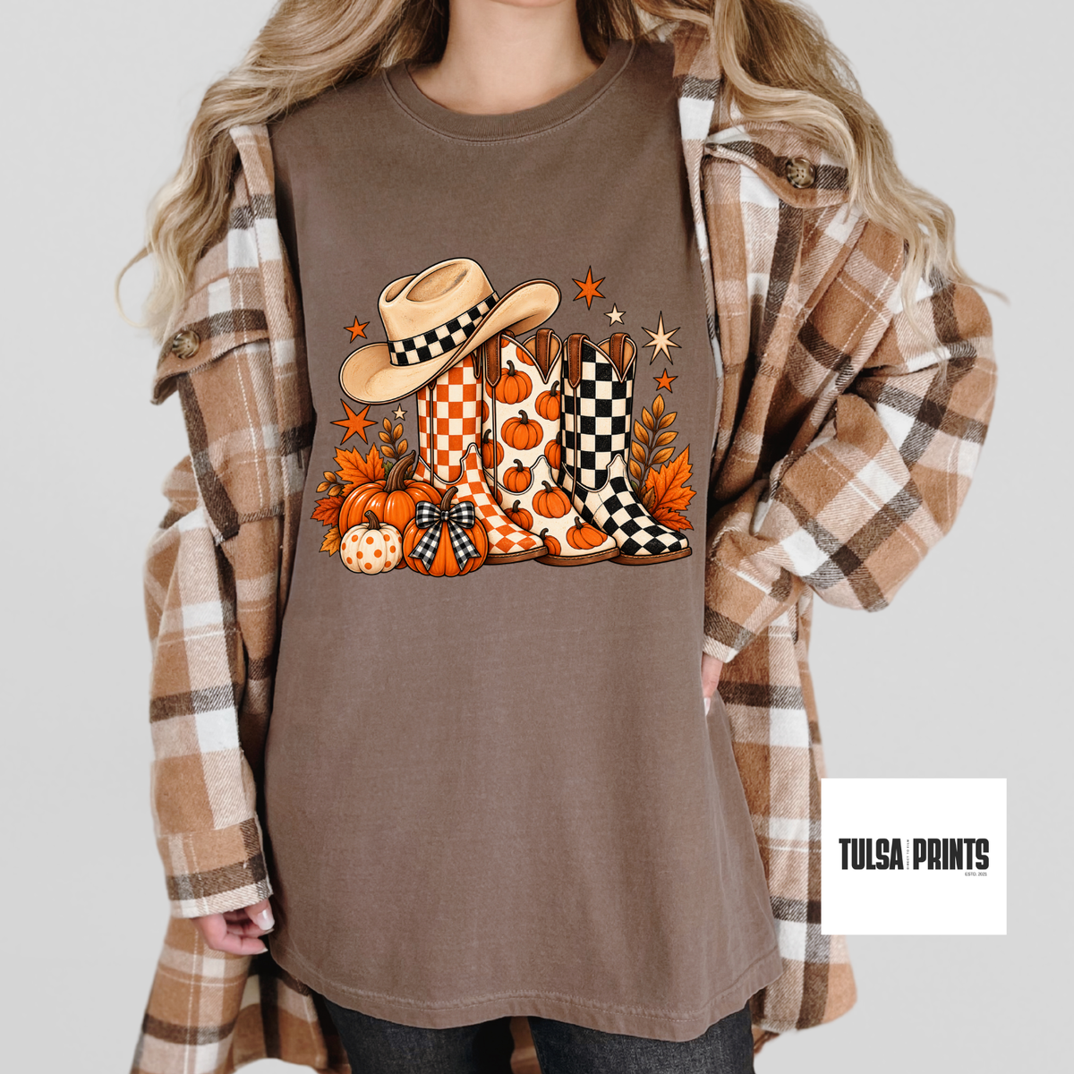 DTF FALL BOOTS WITH HAT TRANSFER