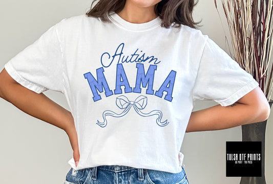 DTF AUTISM MAMA W/ BOW TEXT TRANSFER