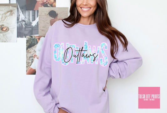 DTF OUTLAWS FAUX GLITTER HOLO GAME DAY TRANSFER