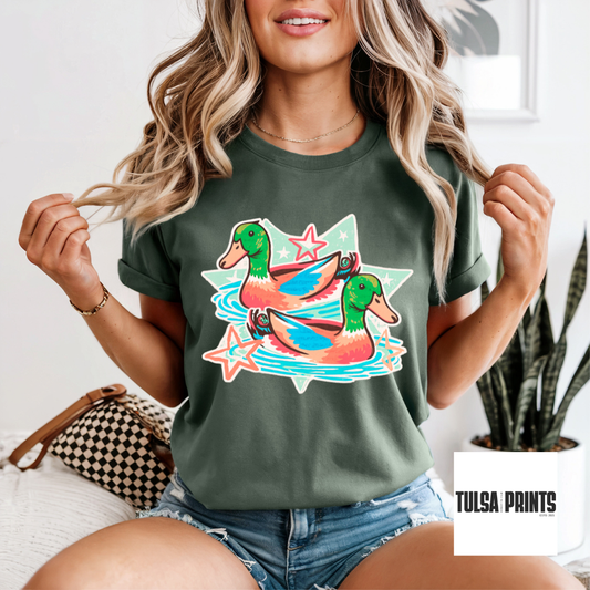DTF NEON DUCKS SWIMMING TRANSFER