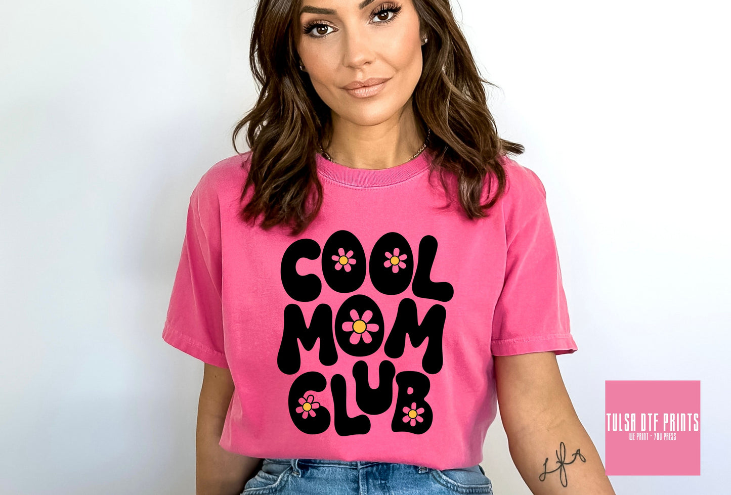 DTF COOL MOM CLUB FLOWER TRANSFER