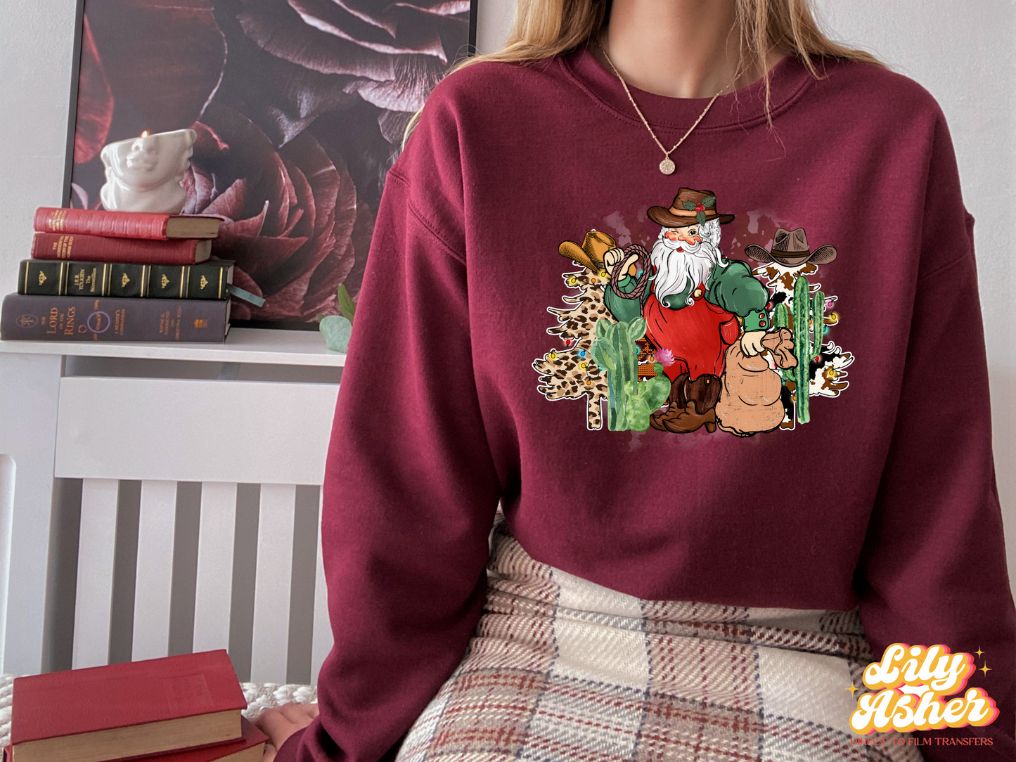 DTF COWBOY SANTA CHRISTMAS TRANSFER