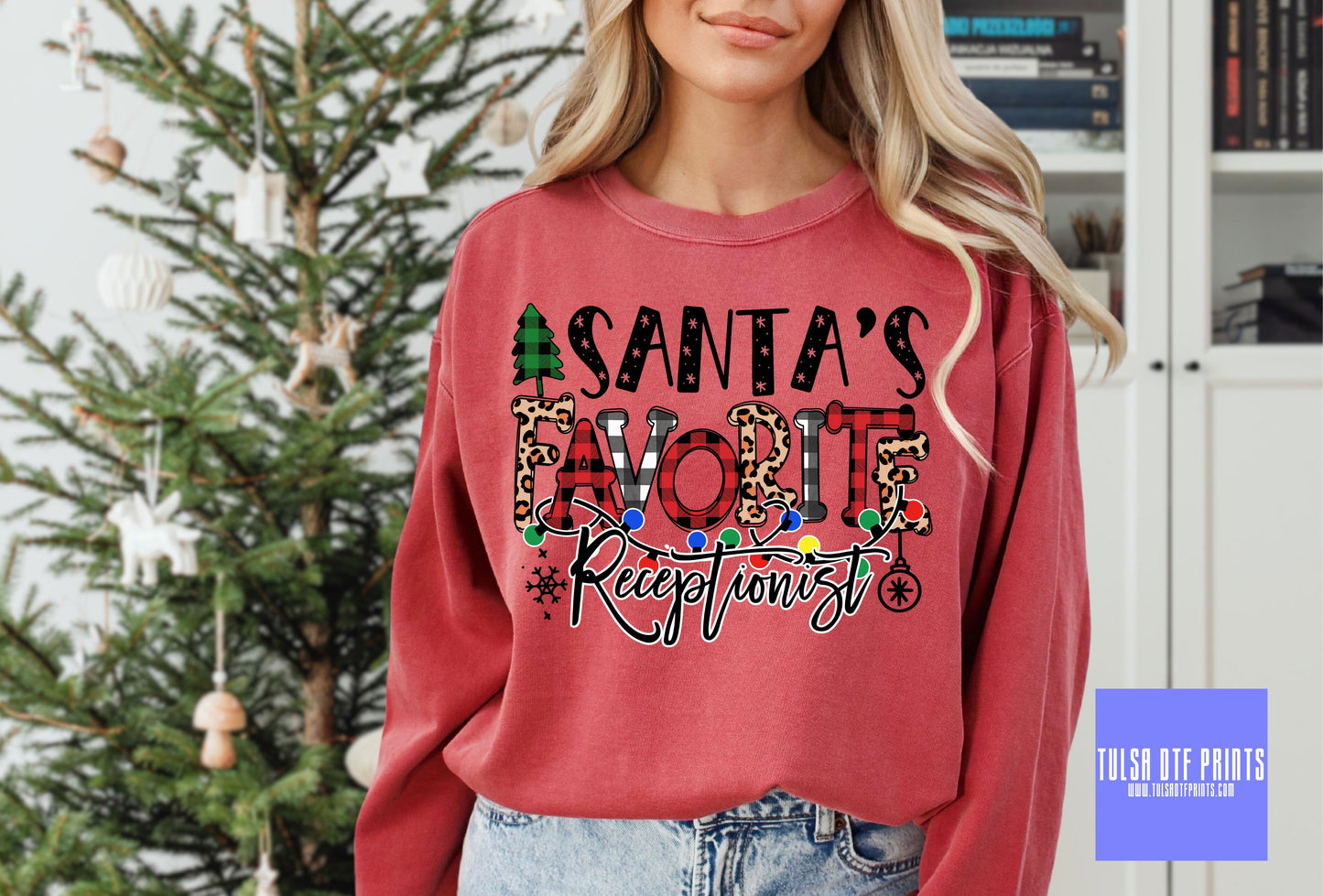 DTF SANTAS FAVORITE RECEPTIONIST TRANSFER