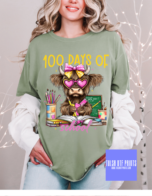 DTF HIGHLAND COW 100 DAYS OF SCHOOL TRANSFER