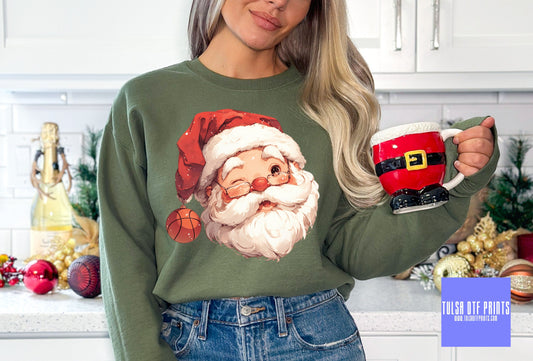 DTF SANTA W/ BASKETBALL  HAT TRANSFER