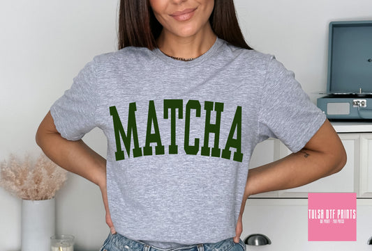 DTF MATCHA VARSITY TEXT TRANSFER