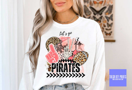 DTF LET'S GO PIRATES PINK FOOTBALL LEO GAME DAY TRANSFER