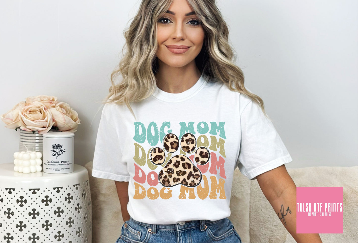 DTF DOG MOM STACKED W/ LEO PRINT PAW TRANSFER