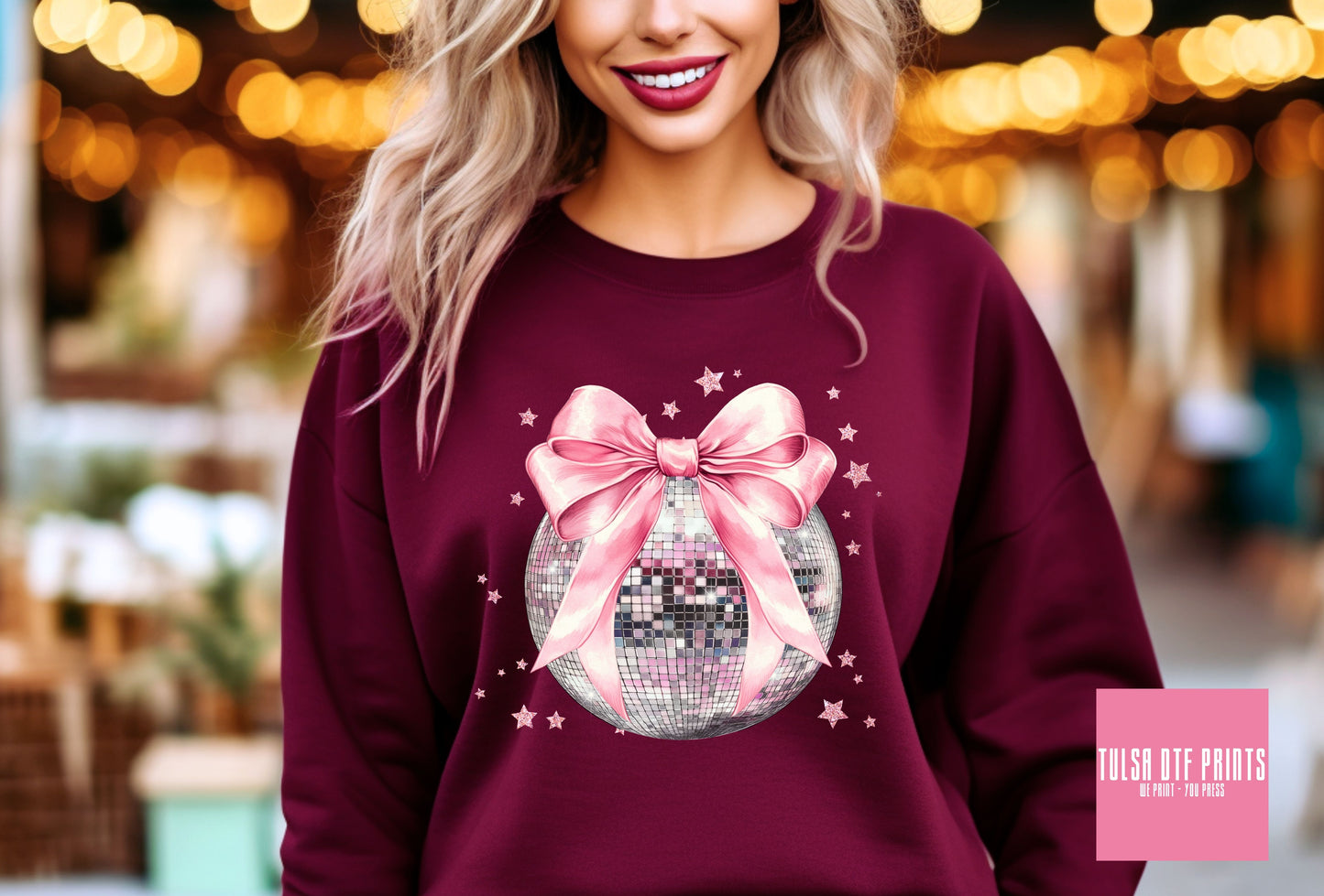 DTF SILVER DISCO BALL COQUETTE TRANSFER