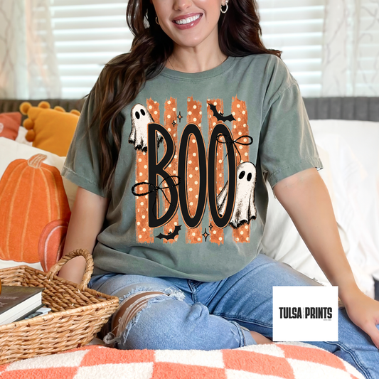 DTF STRIPED BOO W/ GHOST TRANSFER