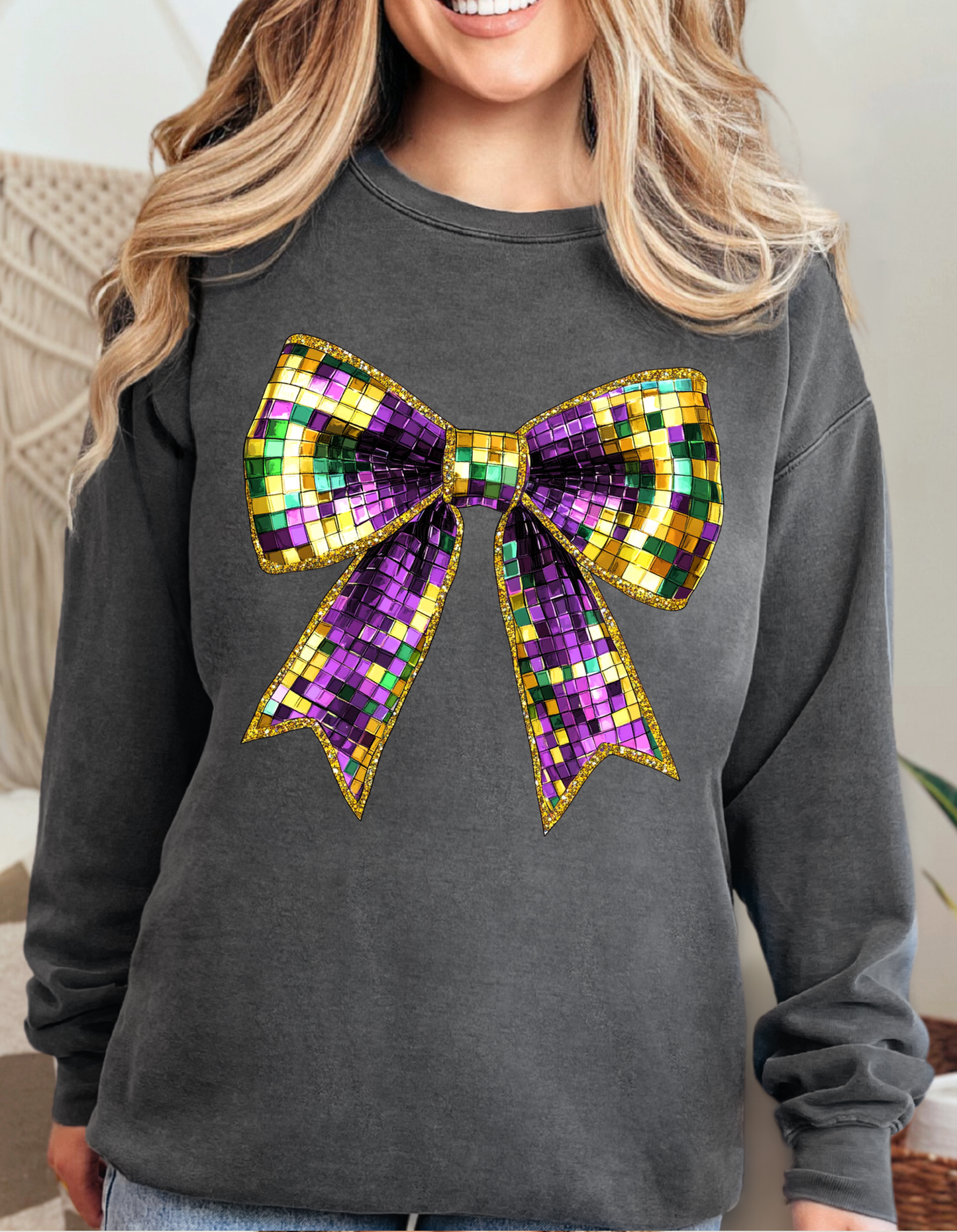 DTF MARDI GRAS BOW COQUETT BOW TRANSFER