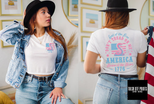 DTF LAND OF THE FREE AMERICA W/ POCKET TRANSFER