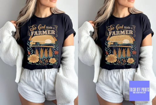 DTF SO GOD MADE A FARMER BEIGE TRANSFER