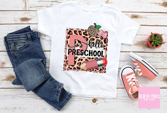 DTF PINK LEOPARD BACK TO SCHOOL (PRE-SCHOOL TO FIFTH GRADE AVAIL.) TRANSFER