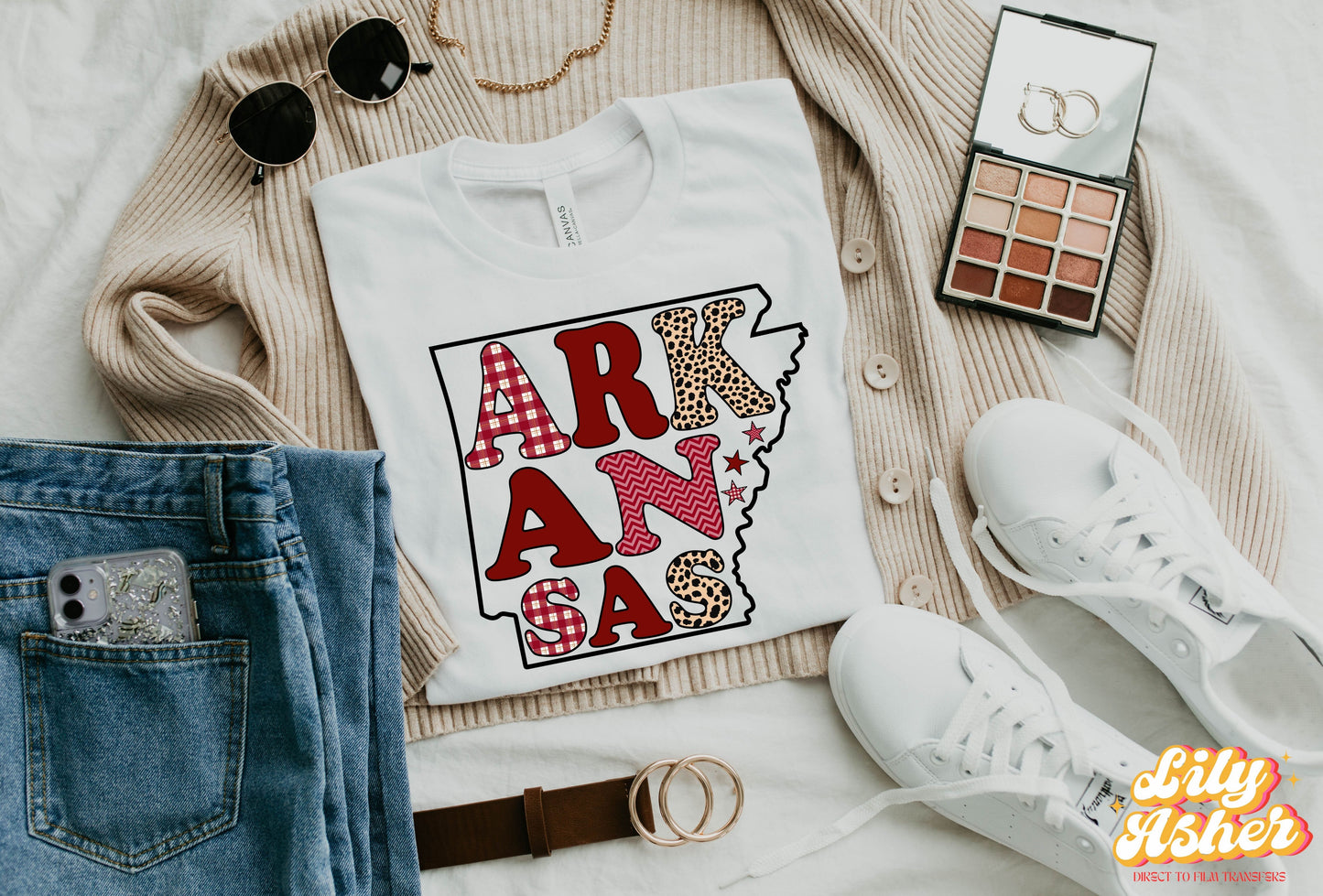 DTF ARKANSAS RED FALL STATE OUTLINE TRANSFER