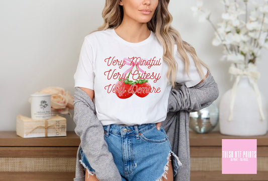 DTF COQUETTE STRAWBERRY MINDFUL, CUTESY, DEMURE TRANSFER