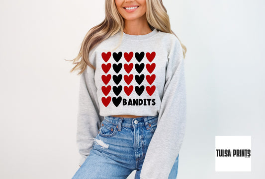 DTF BANDITS RED/BLACK STACKED HEARTS GAME DAY TRANSFER
