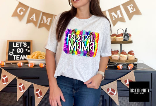 DTF BASEBALL MAMA TIE DYE BRUSH STROKES TRANSFER