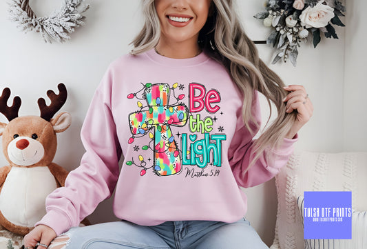 DTF BE THE LIGHT CHRISTMAS TRANSFER