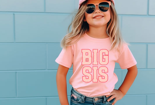 DTF BIG SIS PINK GRUNGE SPARKLE TRANSFER