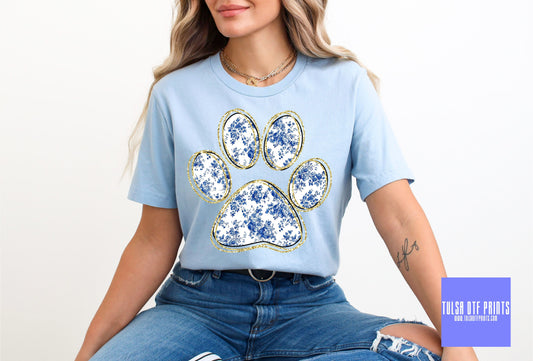 DTF BLUE TOILE PAW PRINT TRANSFER