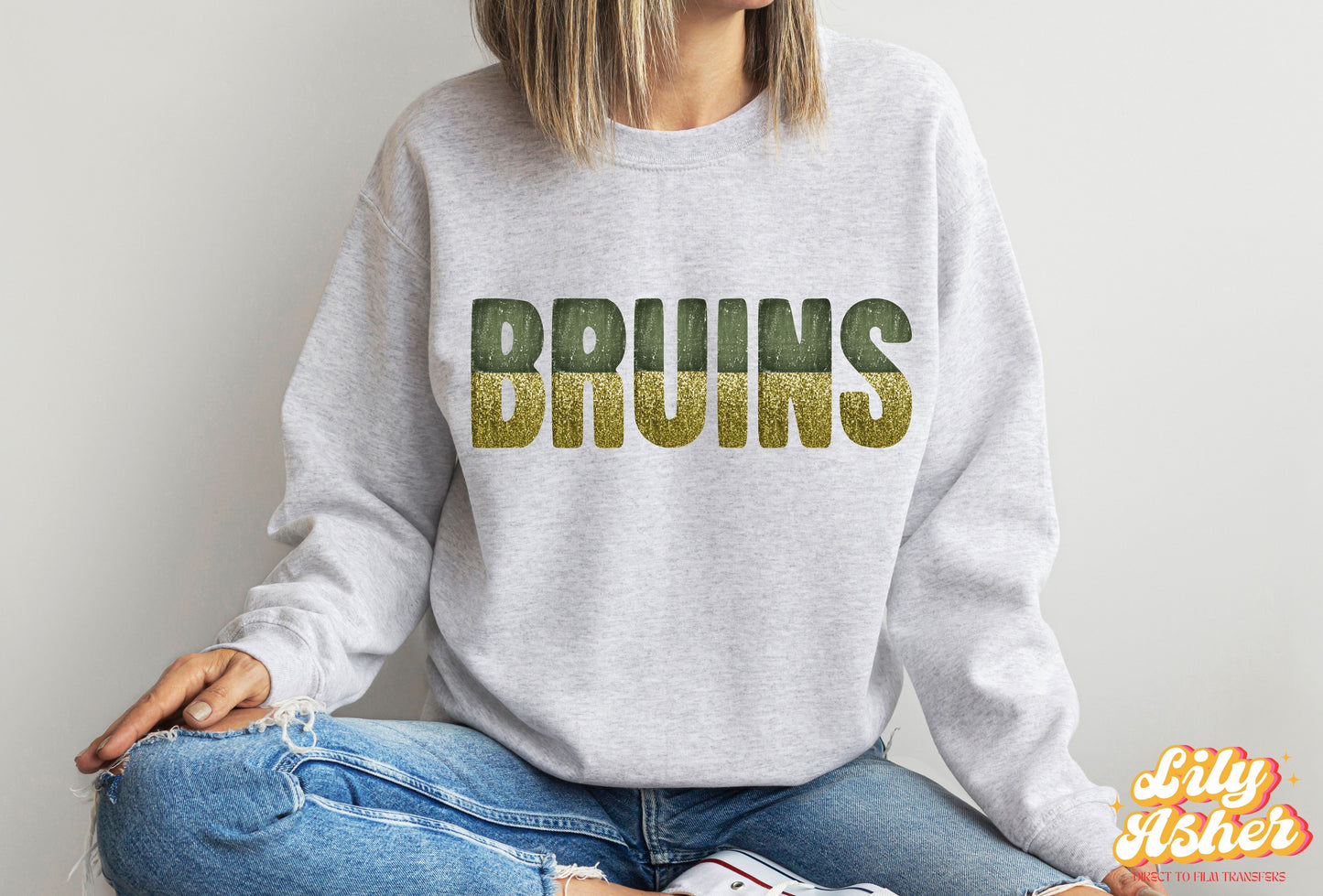 DTF BRUINS HUNTER GREEN/VEGAS GOLD GAME DAY SPLIT DESIGN TRANSFER