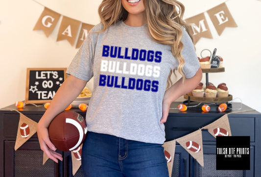 DTF BULLDOGS NAVY/WHITE RETRO STACKED TEXT GAME DAY TRANSFER