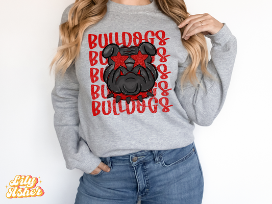 DTF BULLGOGS RED LAYERED PREPPY TRANSFER